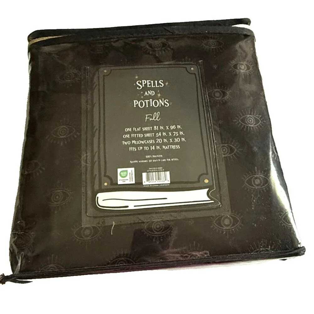 Spells And Potions Full Size Halloween Sheet Set Sheets Black Magic Evil Eye